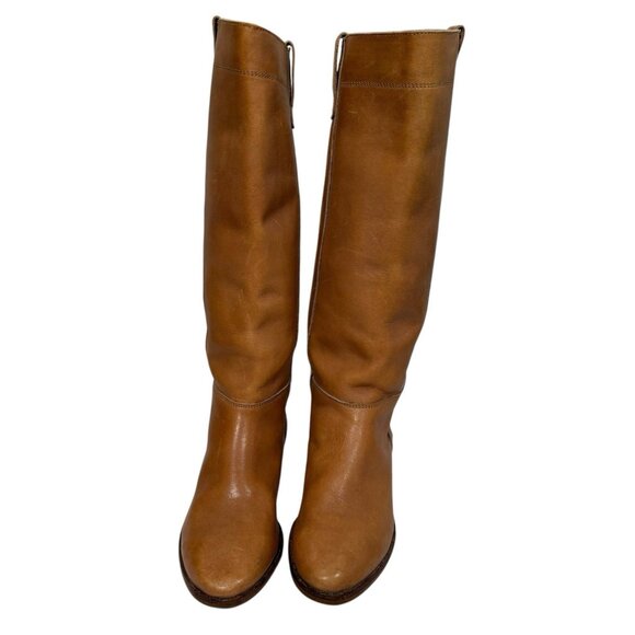 Vintage Leather Riding Boots Women's Tan Knee High Size 7 Campus Boho Y2K - Picture 3 of 16